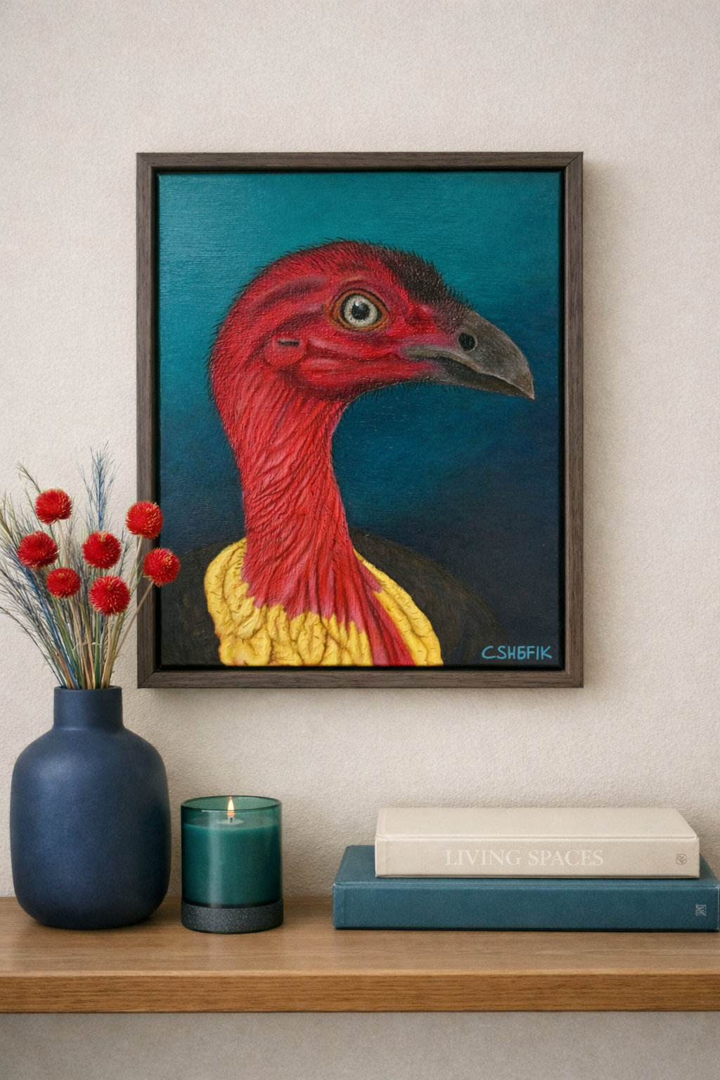 Bush Turkey acrylic painting on a wall