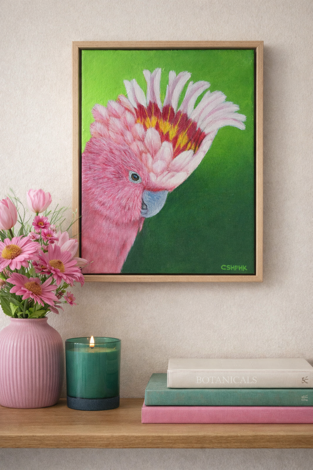 Major Mitchell Cockatoo acrylic painting on wall