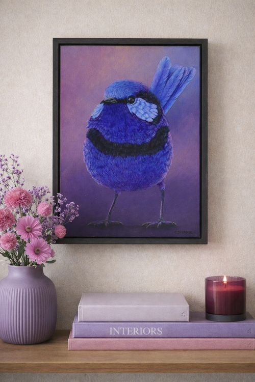 Splendid Fairywren acrylic painting on wall
